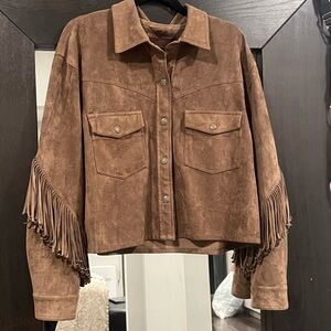 Blank NYC Tan Suede Fringe Jacket